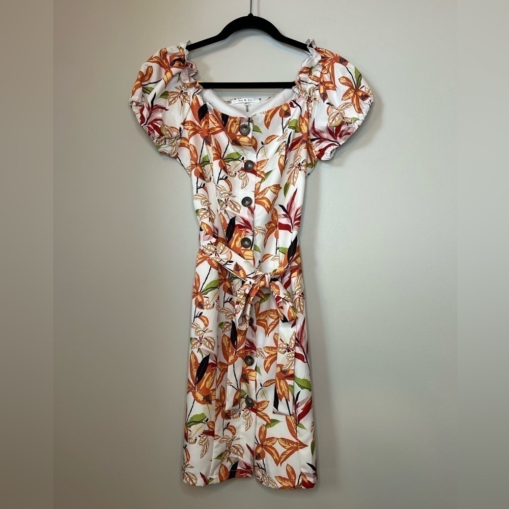 Joy & Co. Floral Tie-Waist Dress